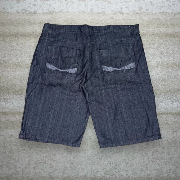 Vintage Skater Wide Leg Jean Shorts Black Baggy 14" Inseam Jorts Y2K